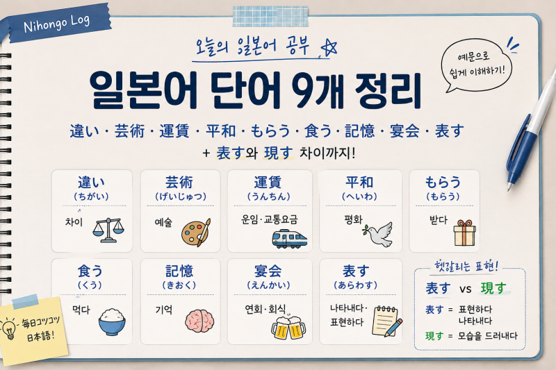 JLPT N3 단어 공부｜오늘 외운 일본어 표현 한 번에 복습