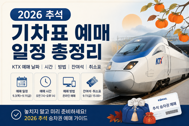 2026 추석 기차표 예매 일정｜KTX 예매 날짜·시간·방법 총정리