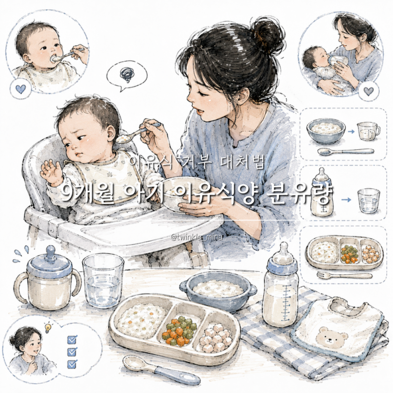 9개월 아기 이유식양 분유량 얼마나? 이유식 거부 대처법