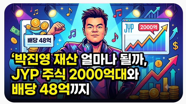 박진영 재산 얼마나 될까, JYP 주식 2000억대와 배당 48억까지