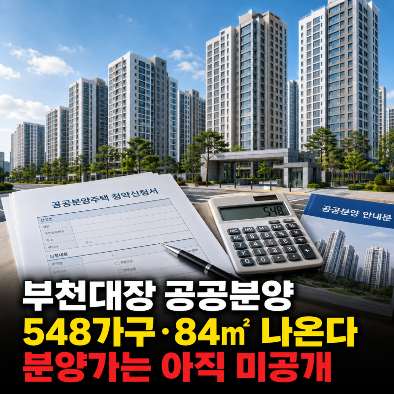 부천대장 하우스토리 디센트 548가구, 84㎡ 분양가는
