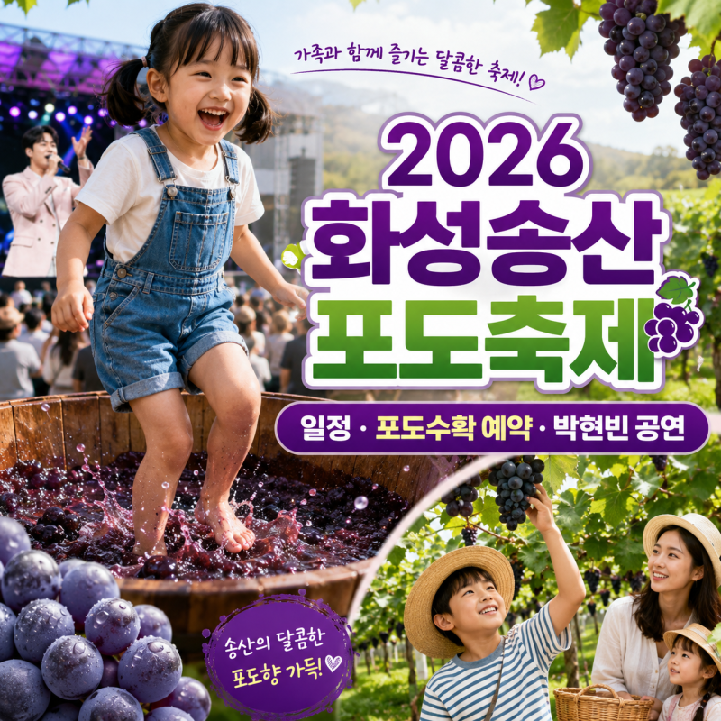 2026 화성송산포도축제 일정｜포도수확 예약방법 박현빈 공연일정 총정리