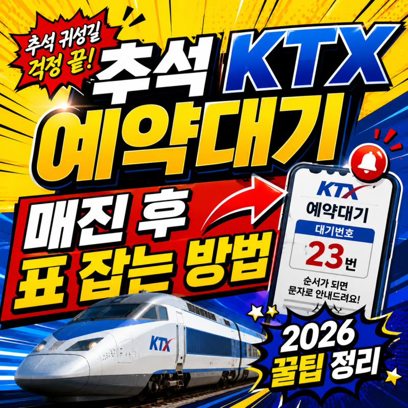 추석 KTX 예약대기 2026, 매진 후 기차표 잡는 방법