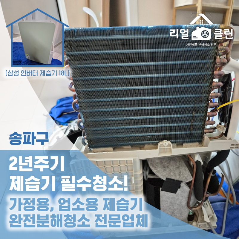 송파구, 삼성 인버터 제습기 내부 곰팡이오염 냄새 분해청소로 제거 작업후기(삼성 인버터 ....