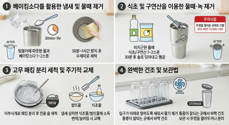 위생적이고 오래 쓰는 올바른 텀블러 세척 및 관리법 4가지