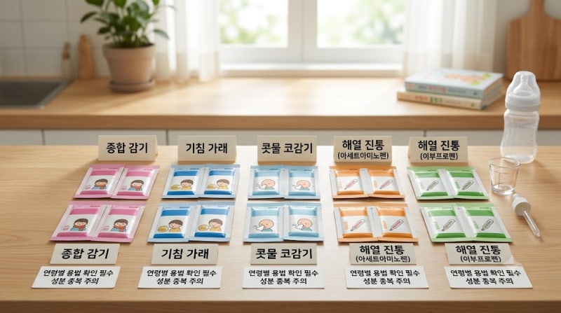 콜대원키즈 종류별 정리｜어린이 감기약 해열제 성분과 복용법