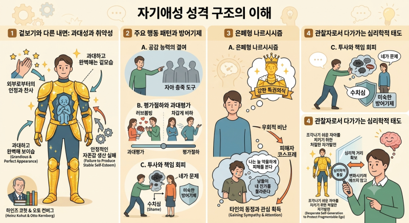 [심리학 공부] 자기애성 성격 구조(Narcissism): 거대한 자아 뒤에 숨겨진 취약성