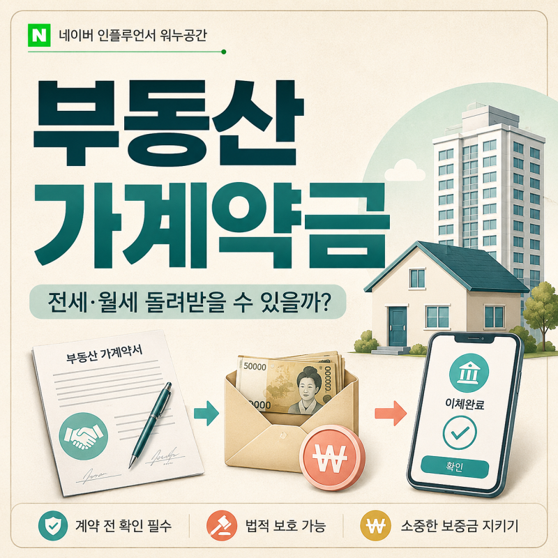 부동산 가계약금 돌려받을 수 있을까? 전세·월세 계약 전 꼭 봐야 할 반환 기준