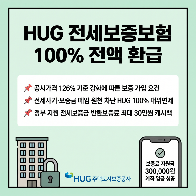 HUG 전세보증보험 가입 조건 보증료 30만원 전액 국비 환급받고 전세사기 막는 법