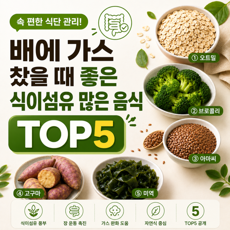 배에가스찼을때 좋은 식이섬유많은음식 TOP5