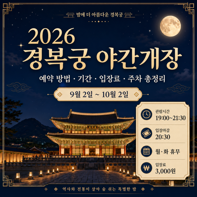 2026 경복궁 야간개장 예약 방법｜기간 시간 현장구매 무료입장