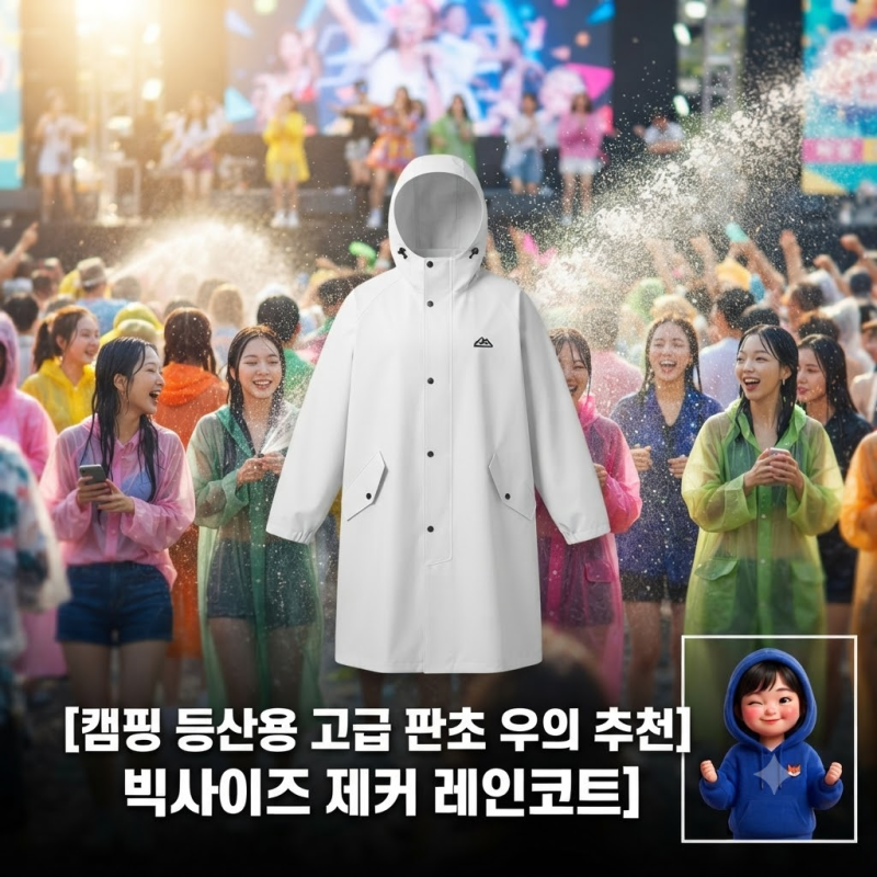 캠핑 등산용 고급 판초 우의 추천, 빅사이즈 제커 레인코트 솔직 후기
