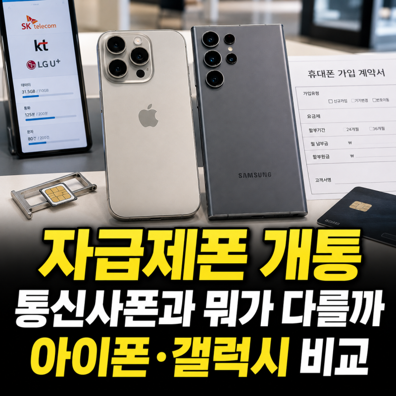 자급제폰 개통방법과 통신사폰 차이, 아이폰·갤럭시 비교