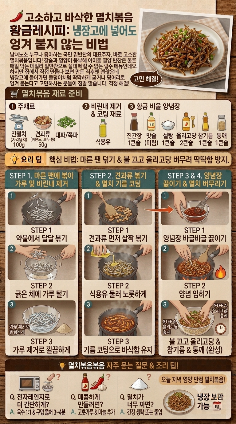 [광고] 고소하고 바삭한 멸치볶음 황금레시피: 냉장고에 넣어도 엉겨 붙지 않는 비법