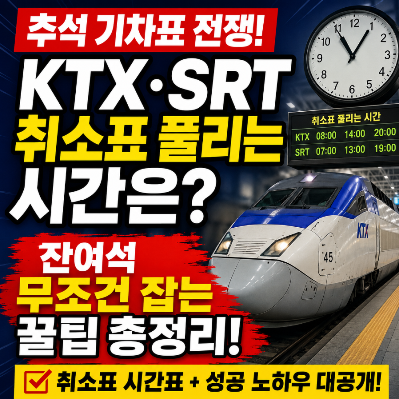 추석 KTXㆍSRT 취소표 풀리는 시간은? 잔여석 무조건 잡는 꿀팁 총정리