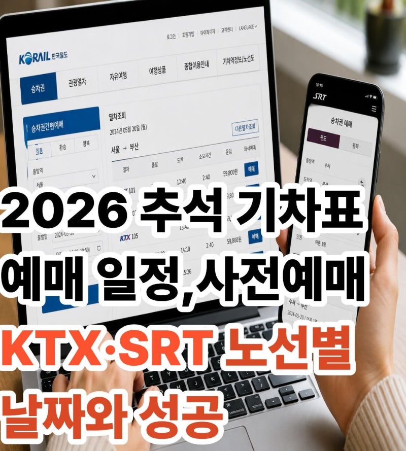 2026 추석 KTX SRT 기차표 예매 일정,사전예약 및 코레일 취소표 공략법