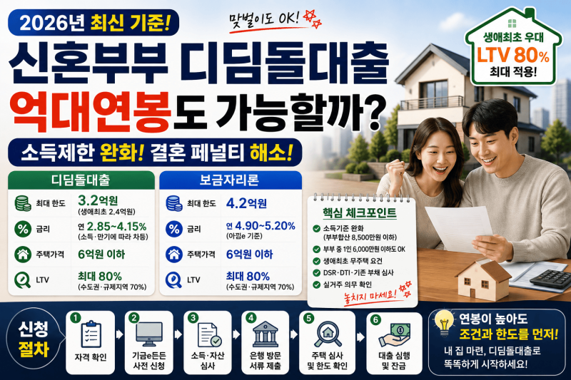 신혼부부 디딤돌대출 소득제한 완화 │ 억대연봉 맞벌이도 가능할까?