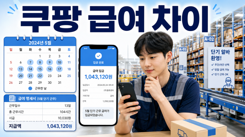 쿠팡 단기 알바, 같은 시급인데 입금액이 달라지는 이유