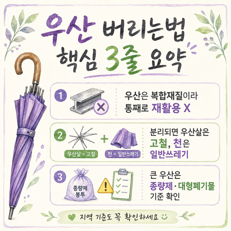 않쓰는 우산 버리는법 재활용 분류방법 종량제 봉투배출