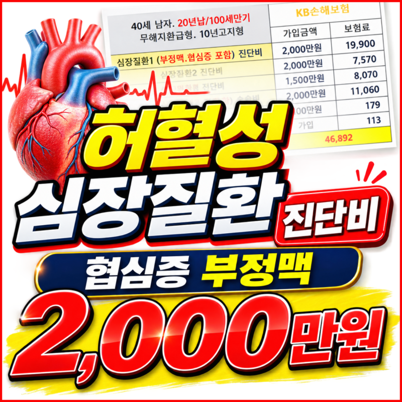 허혈성 심장질환 종류, 협심증 코드 I20 부정맥 I48 진단비 2,000만원