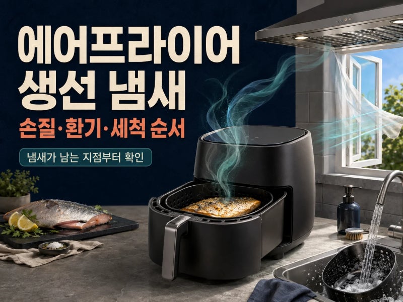 에어프라이어에 생선 구운 뒤 냄새가 남을 때, 손질부터 세척까지 이 순서로 해보세요