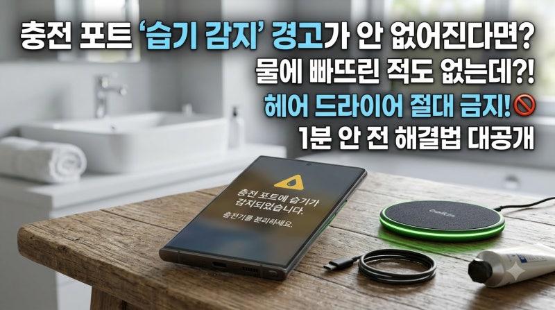 스마트폰 '충전 단자에 물기 감지됨' 경고 안 없어질 때 안전 조치법 5가지 (드라이기 금지 & ....