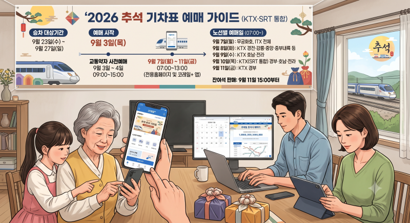 추석 기차표 ktx 예매 총정리 (9월 3일 교통약자·7~11일 노선별 일정·통합회원 전환 필수·결제....