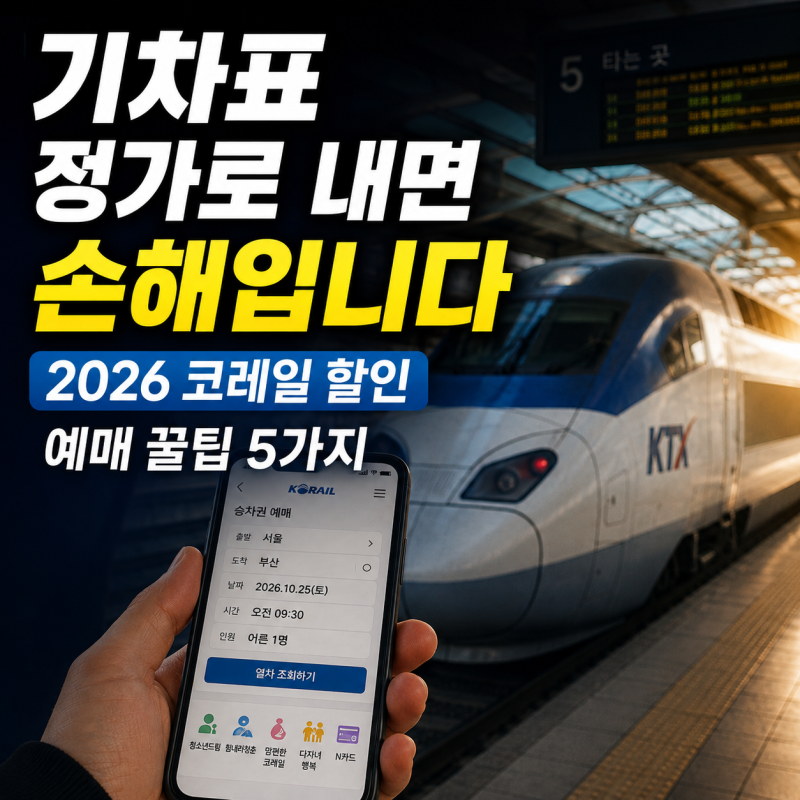 기차표 정가로 다 결제하면 손해? 2026 코레일 할인 예매 꿀팁 5가지