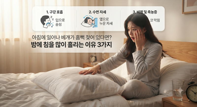 잘 때 침을 많이 흘리는 이유? 베개가 흠뻑 젖었다면 수면무호흡증 확인하세요