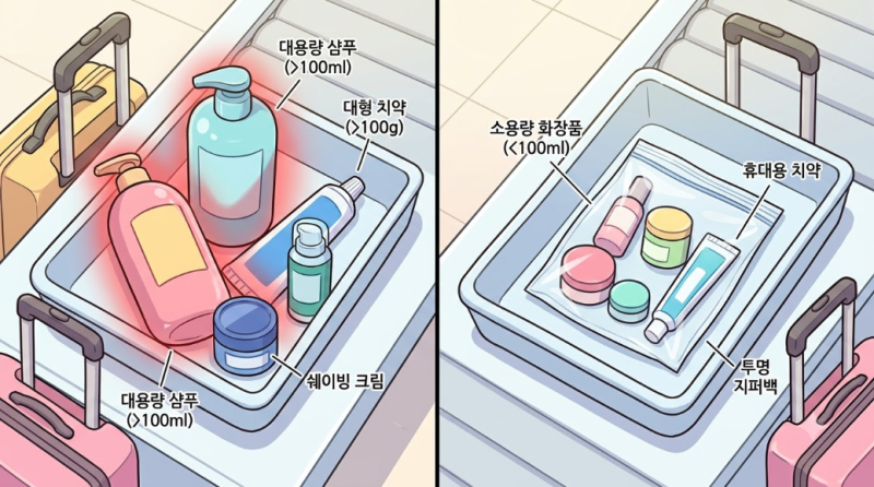 위탁수하물 액체류 규정 총정리! 면도크림 치약 화장품 공항에서 압수당하지 않는 완벽 꿀팁