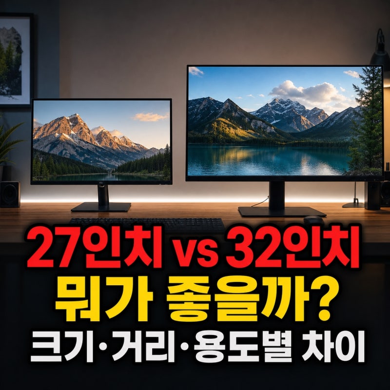 27인치 vs 32인치 모니터 뭐가 좋을까? 크기·거리·용도별 차이