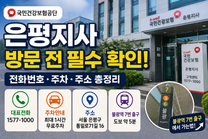 국민건강보험공단 은평지사 전화번호·주차·주소 총정리, 불광역에서 가는법까지