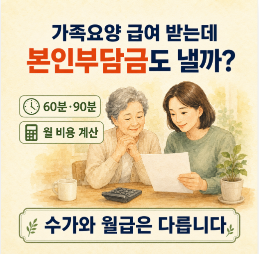 가족요양보호사 급여 받아도 본인부담금 낼까?｜60분·90분 월 비용 계산