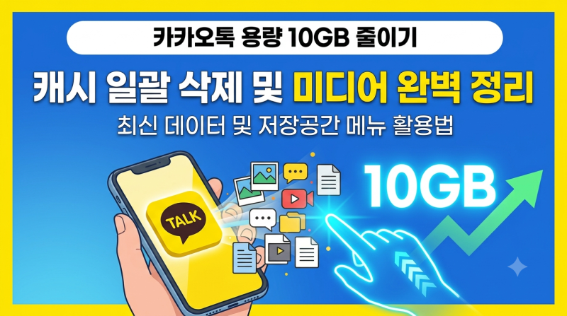 카카오톡 용량 10GB 줄이기: 최신 '데이터 및 저장공간' 캐시 데이터 일괄 삭제 및 미디어 완벽....