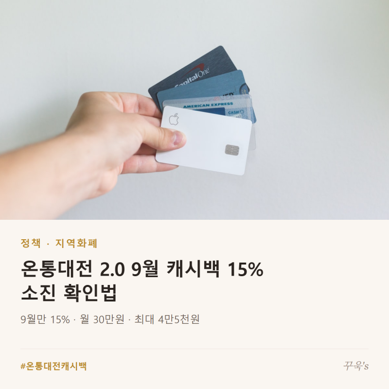 온통대전 2.0 9월 15% 캐시백 — 충전 한도와 조기 소진 시점 확인법