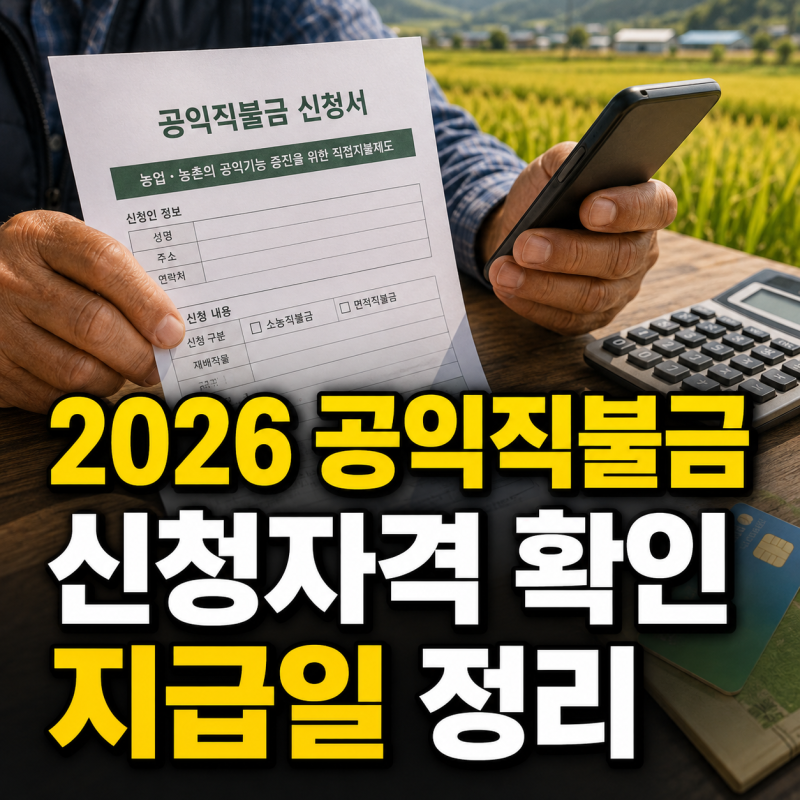 2026 공익직불금 소농·면적직불금 신청자격과 지급일 정리