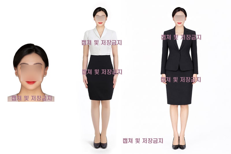 외항사 사진 긴팔자켓, 반팔 흰블라우스 카타르항공등 외국항공사 채용규정에 맞게 전신 프....