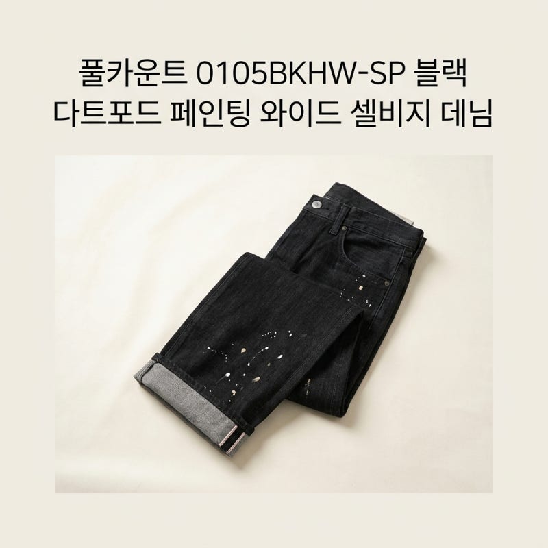 풀카운트 0105BKHW-SP 블랙 다트포드 페인팅 와이드 셀비지 데님