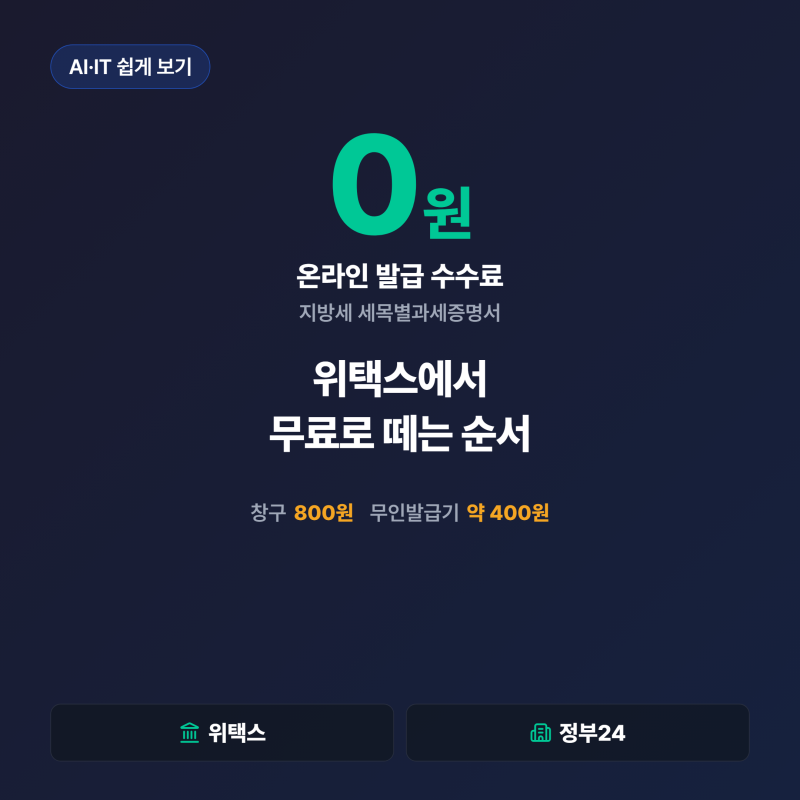 지방세 세목별과세증명서, 위택스에서 무료로 떼는 순서