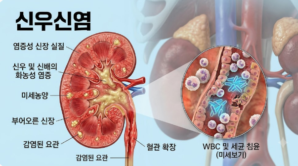 신우신염 원인 증상 전염 여성 주의점