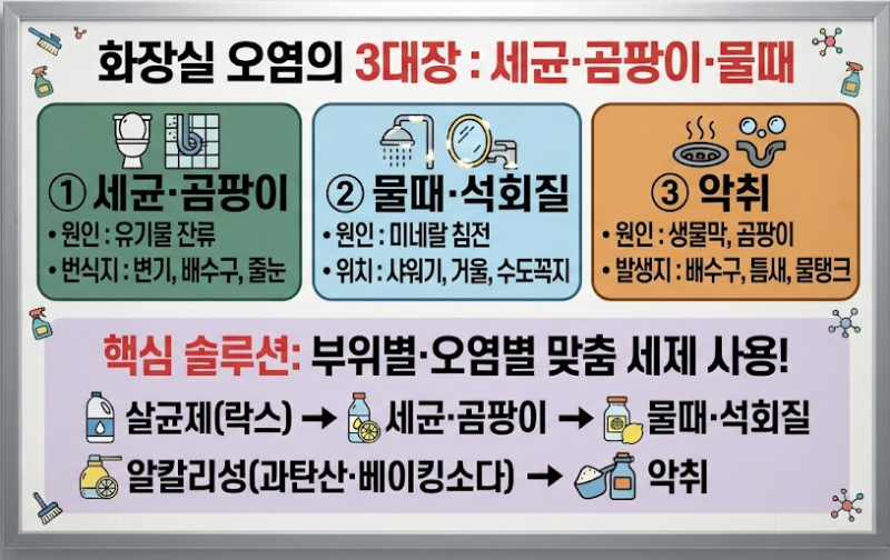 “락스 냄새에 두통 오시나요?”…화장실 세균·곰팡이·냄새, 이 3가지만 쓰면 20분 만에 싹 ....