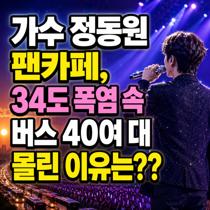 가수 정동원 팬카페, 34도 폭염 속 버스 40여 대 몰린 이유는??