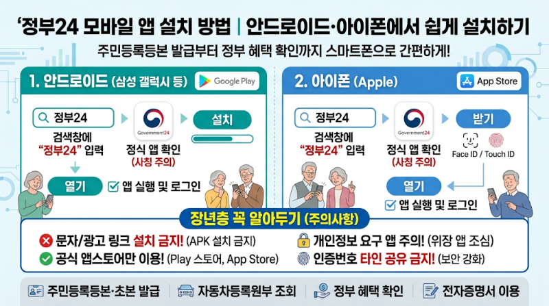 정부24 모바일 앱 설치 방법｜안드로이드·아이폰에서 쉽게 설치하기