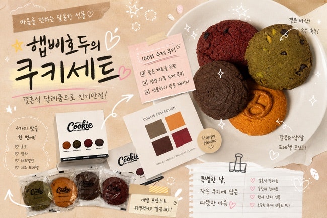 결혼식답례품 추천 햅삐호두 수제쿠키 4종 세트 부담 없는 선물로 좋아요