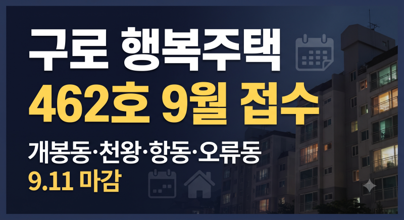 2026 구로구 행복주택 462호, 9월 11일 접수 마감 — 개봉동·천왕지구·항동·오류동