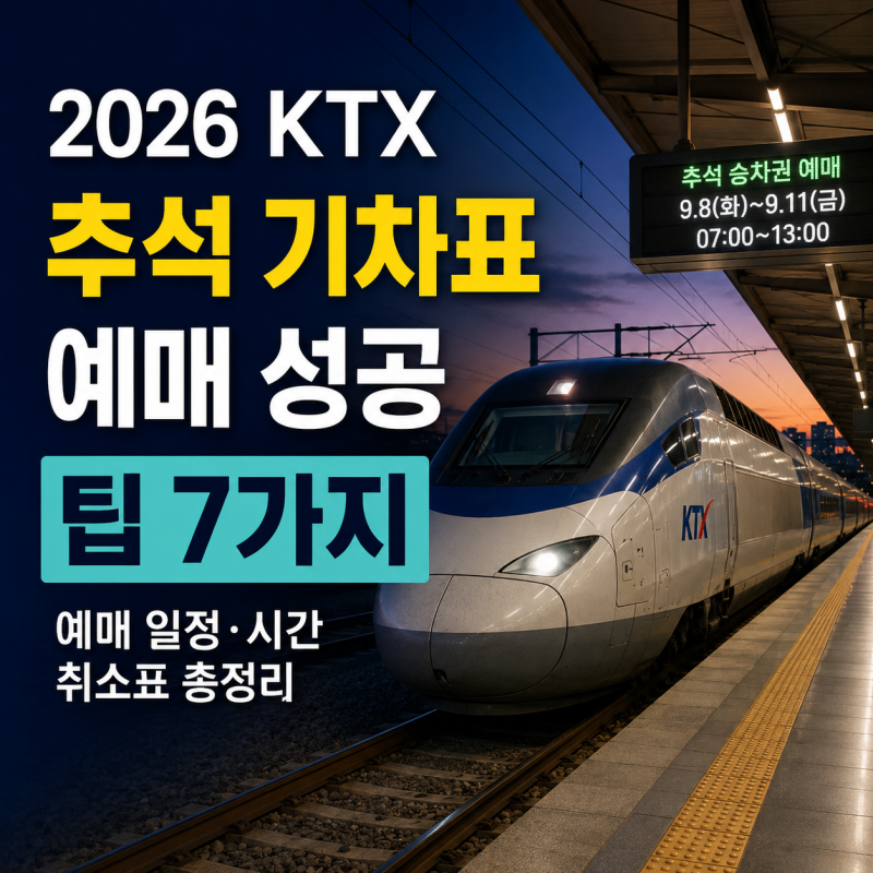 2026 KTX 추석 기차표 예매 성공 팁 7가지｜예매 일정·시간·취소표 총정리