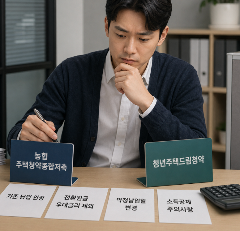 "농협 주택청약종합저축 전환 시 불이익 있나?" 청년 주택드림 청약통장 혜택 비교·주의사항