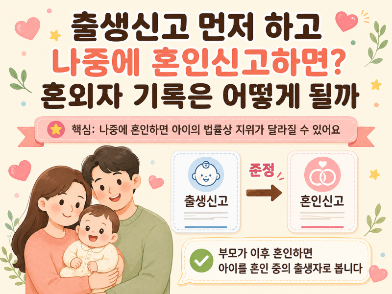 2. 출생신고 먼저 하고 나중에 혼인신고하면? 혼외자 기록은 어떻게 될까 혼외자출생신고 사....