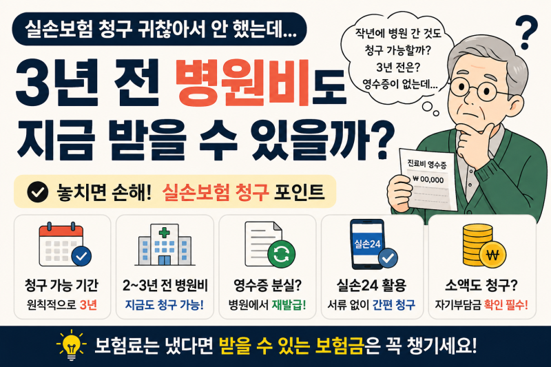 실손보험 청구 귀찮아서 안 했는데… 3년 전 병원비도 지금 받을 수 있을까?