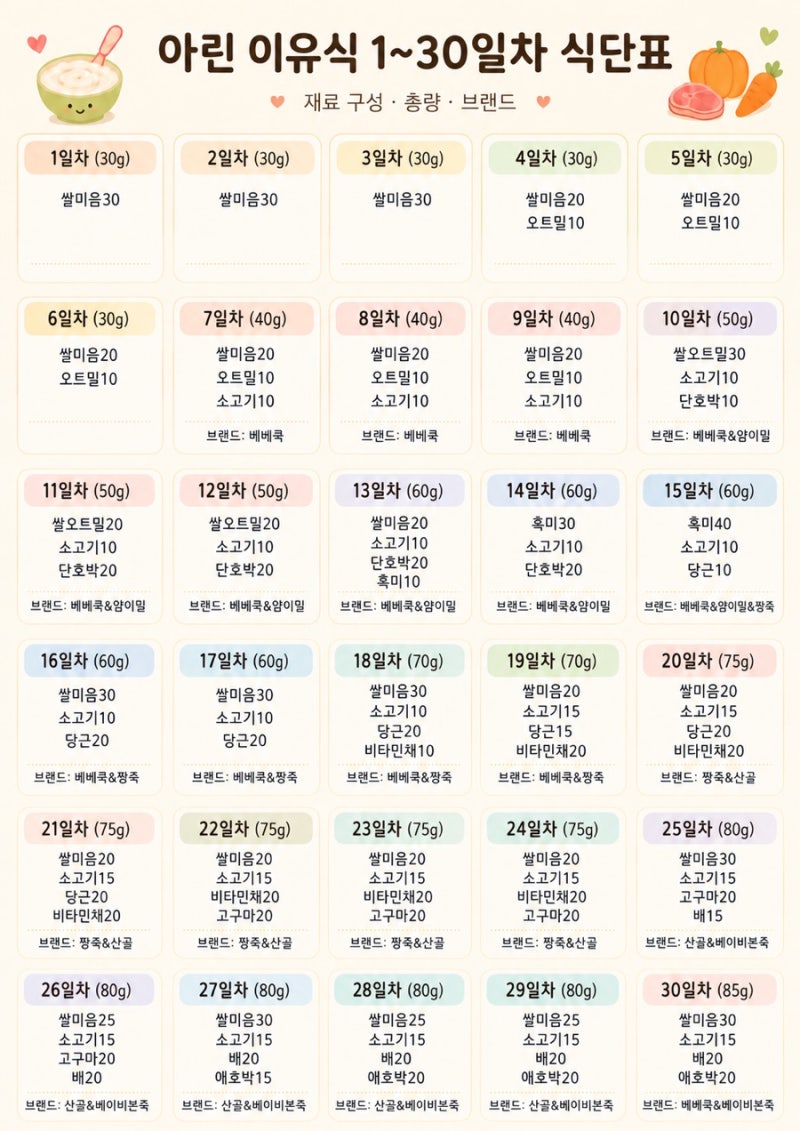 시판이유식 체험팩 | 직접 경험한 현실적인 한 달 스케줄 공유